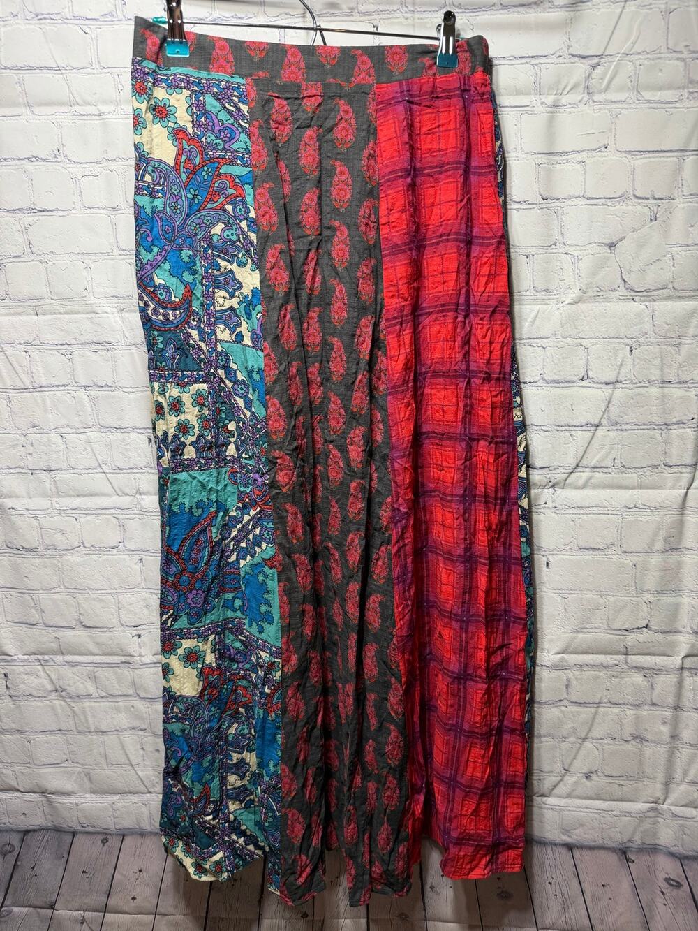 Natural Life Patchwork Boho Maxi Skirt Floral Sz L NWT Boho Whimsigoth